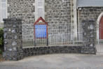 Basalt stone wall and pillars